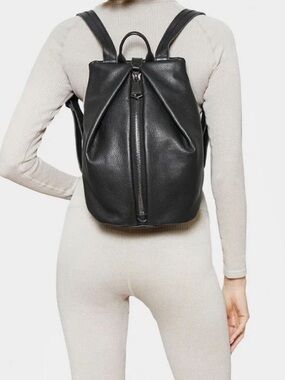Aimee Kestenberg Tamitha Large Dark Navy Leather Zip-Front Backpack